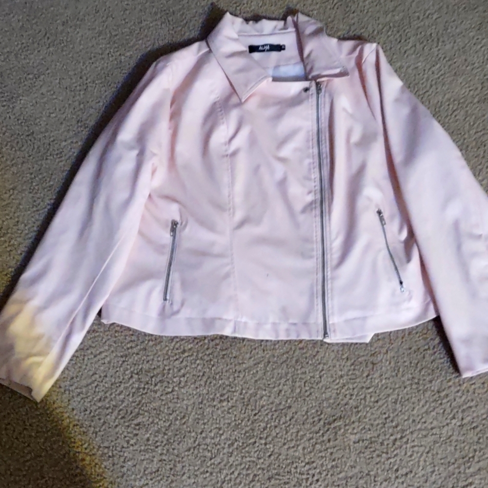 Light Pink Jacket/Medium To Large With Zipper Up Front.